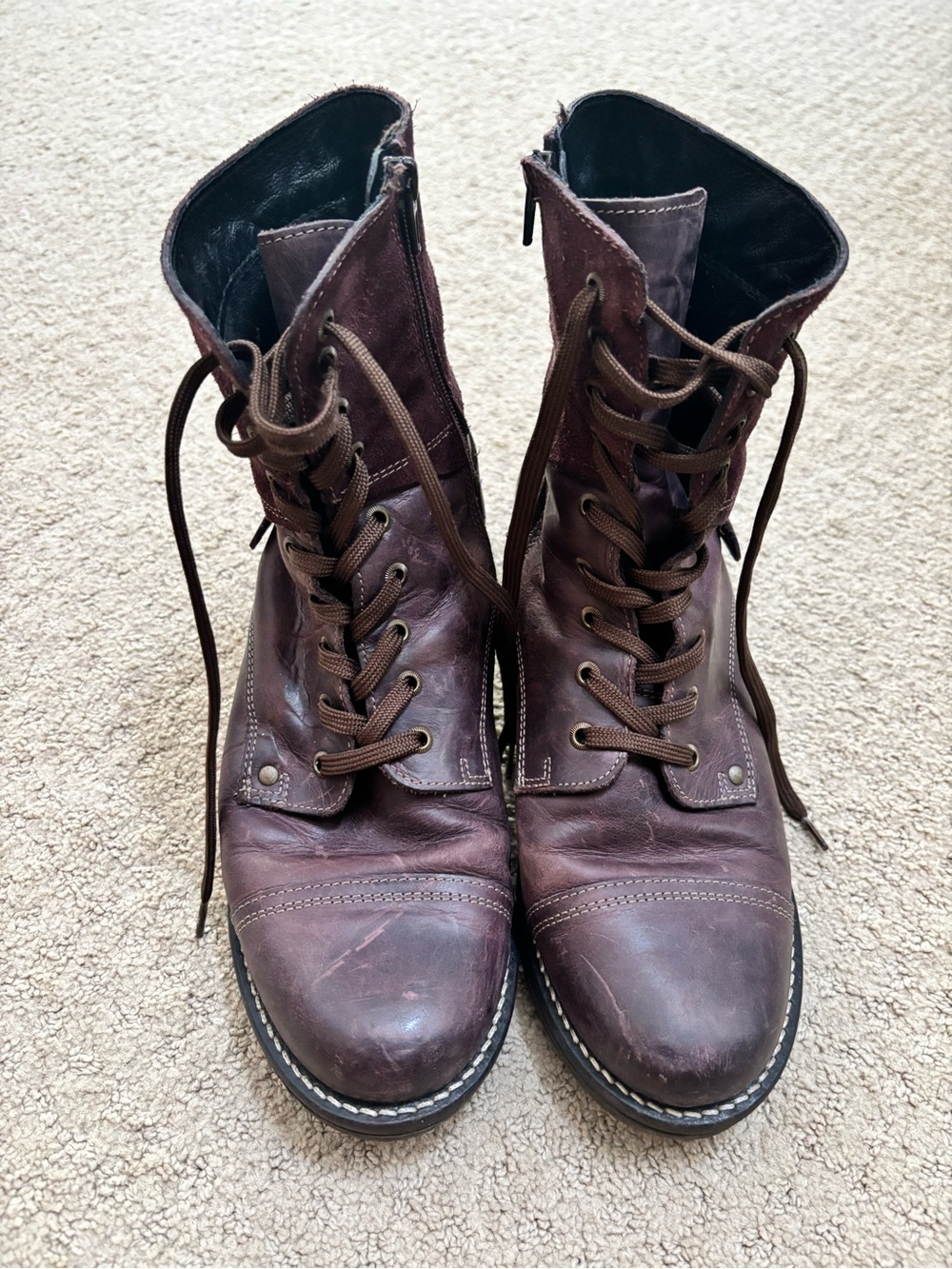 Taos Crave Women’s Burgandy Leather Lace-Up Combat Boots Size 10.5 / EU 41